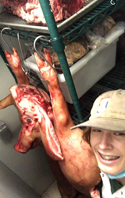 Gabe with a pig!